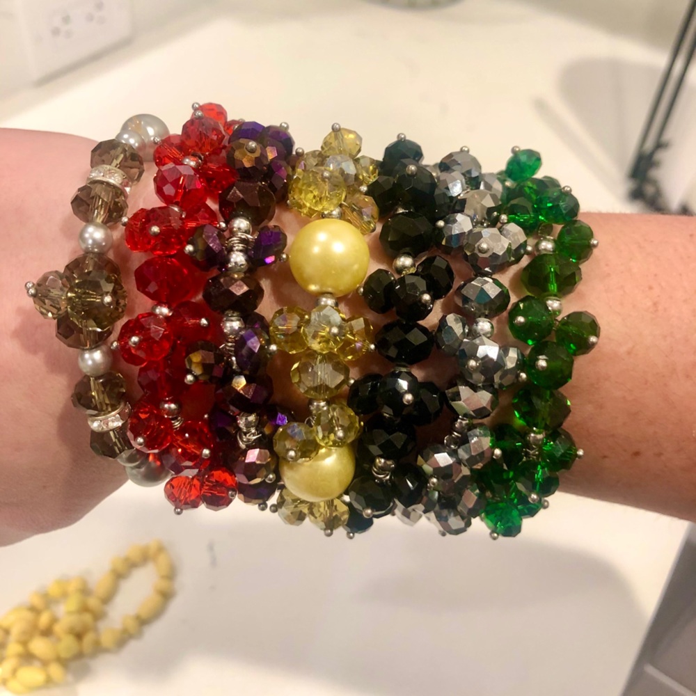 Glass beaded stretch bracelets all included